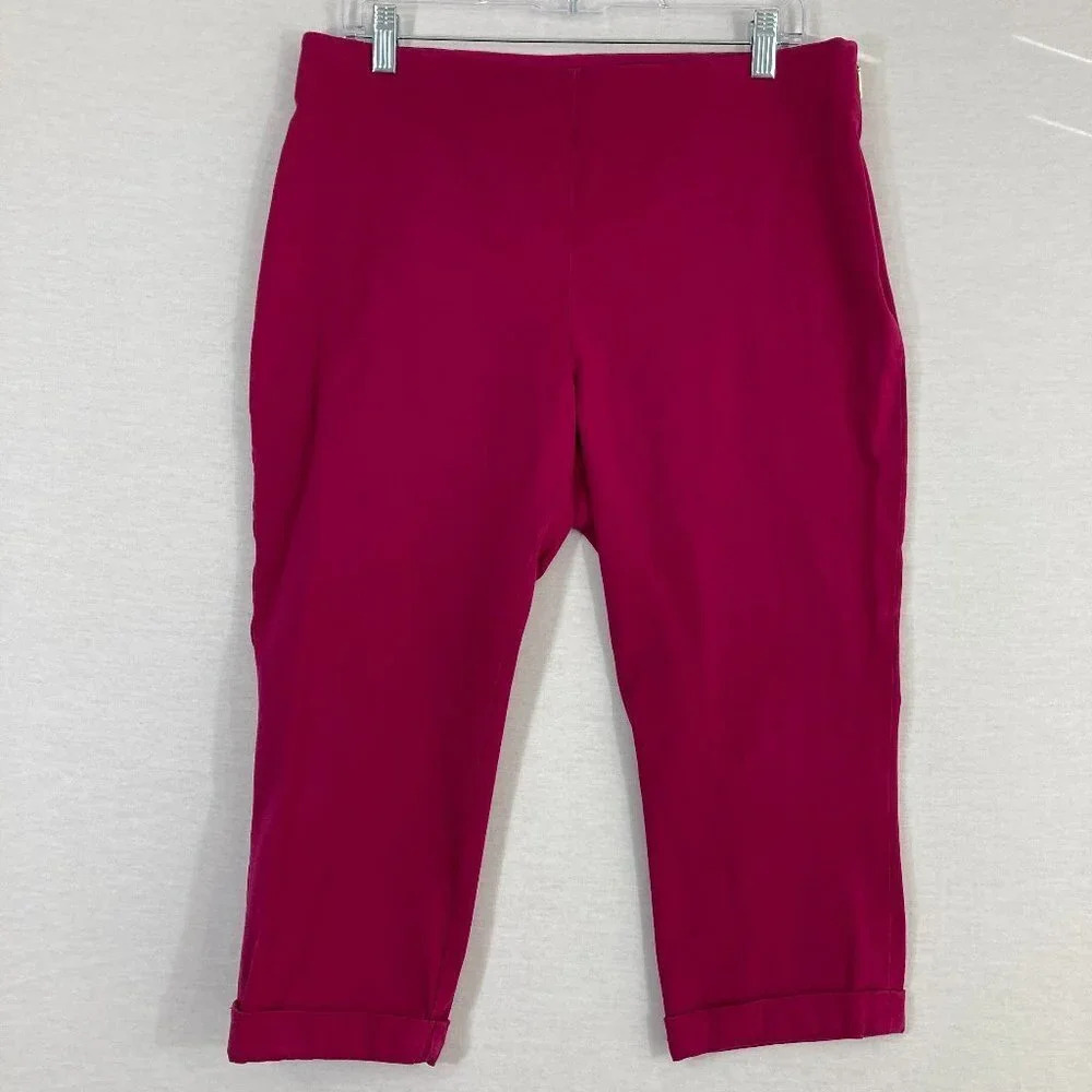Lauren Ralph Lauren Pink Elastic Waistband Stretch Cropped Pants size‎ 12